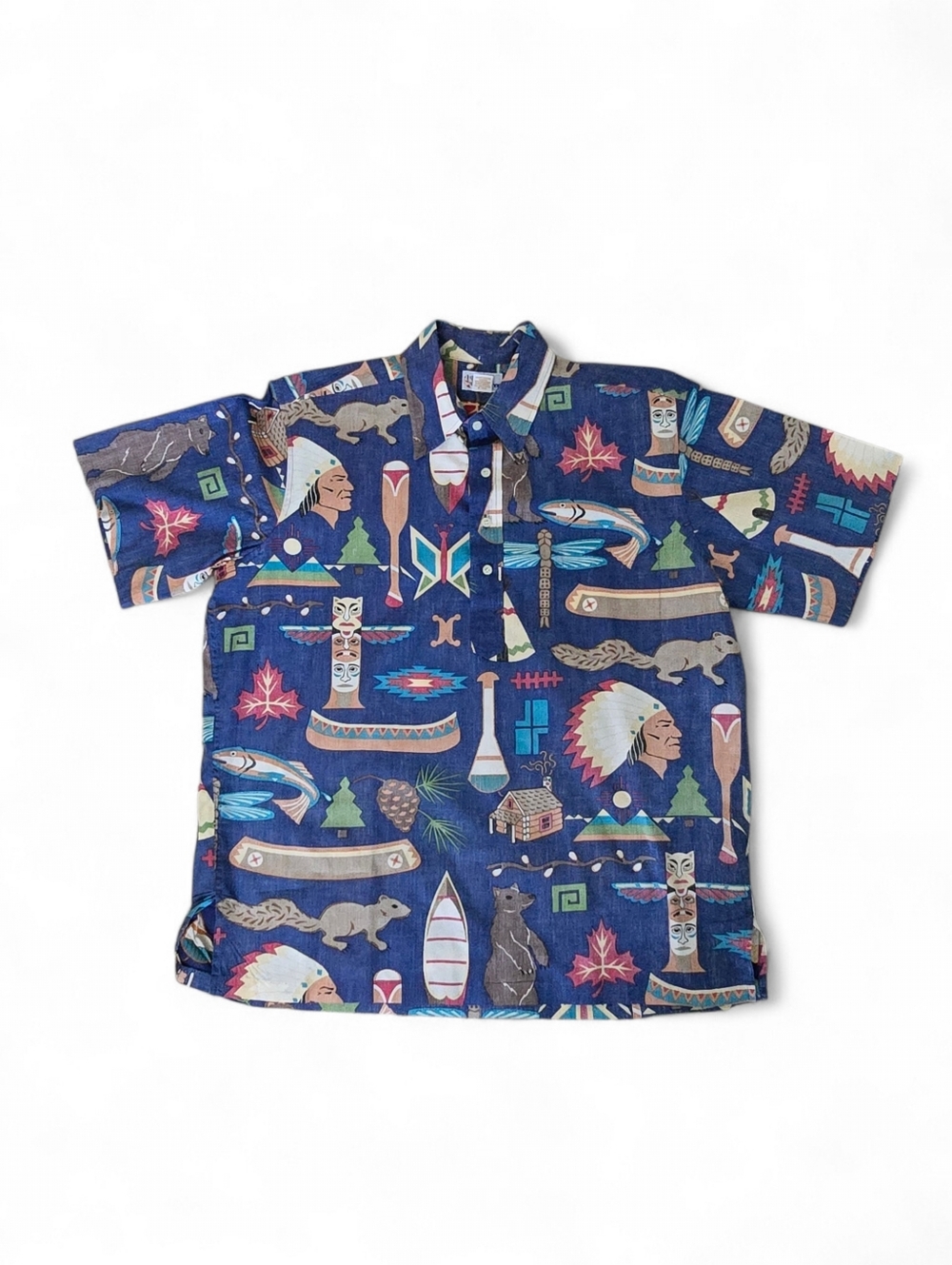 Reyn Spooner Hawaiian Shirt Native Tribal Surf Print Cotton Large - Picture 2 of 7